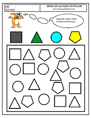 renkler çalışma sayfaları; okul öncesi örneğe göre boya çalışmaları